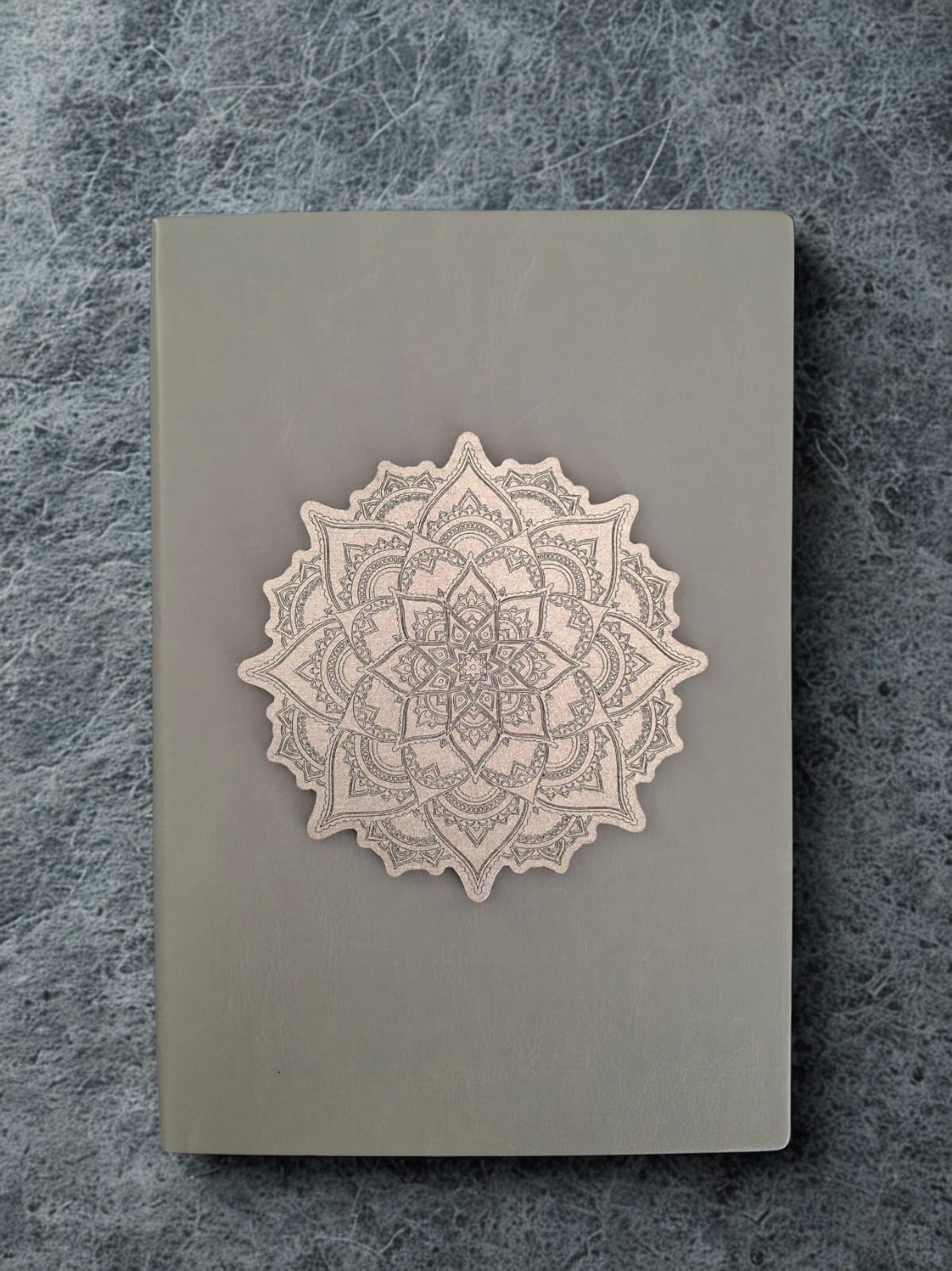 Journal Grey with silver flower Mandala