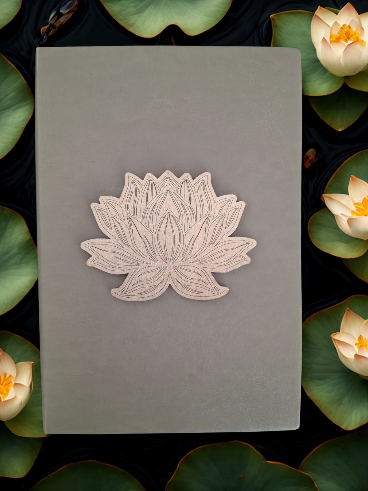 Journal Grey with Silver Lotus